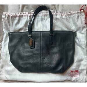 Coach Bleecker Pebbled Leather Shopper Tote-Black